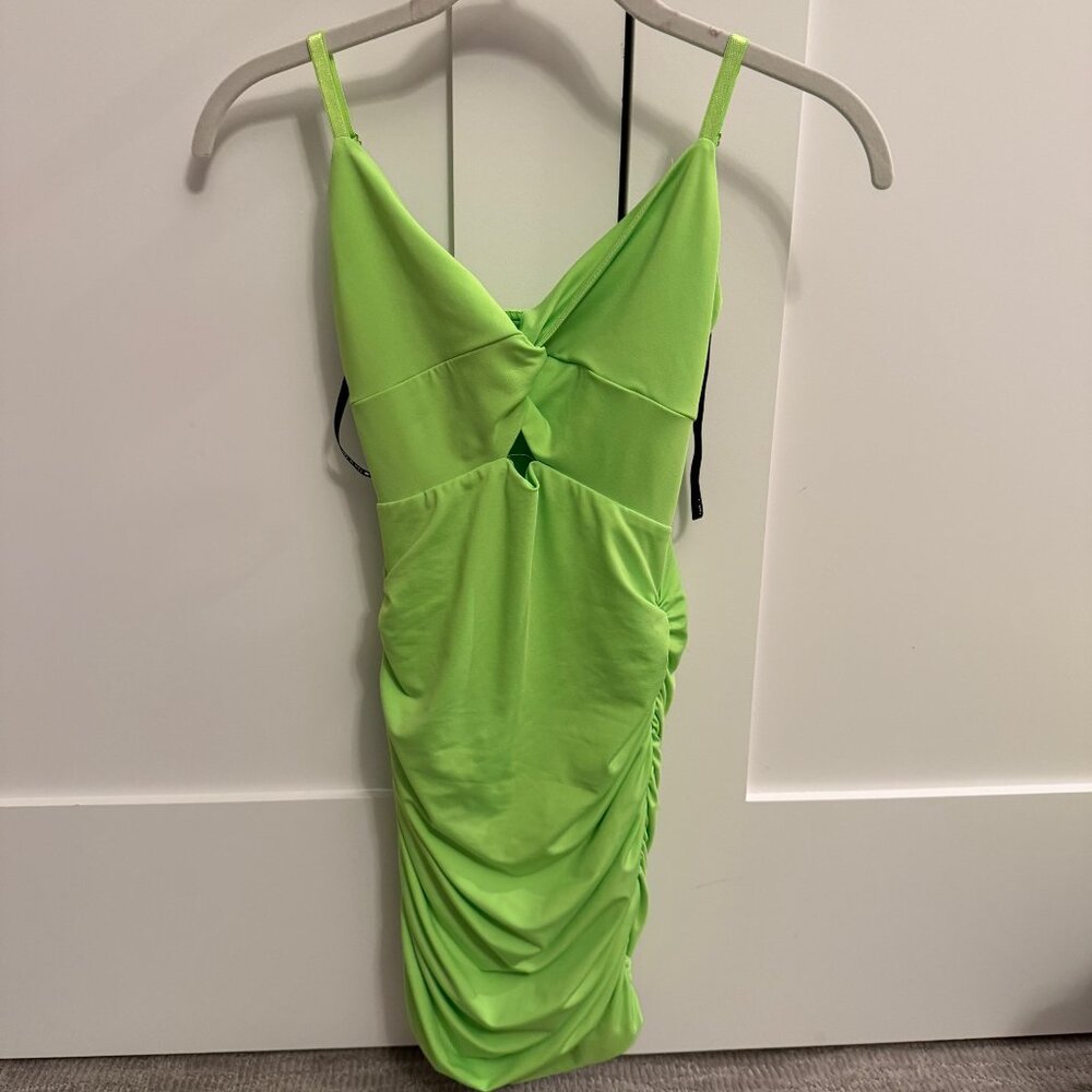 KatieJ NYC Cocktail Dress Neon Green Size Large
